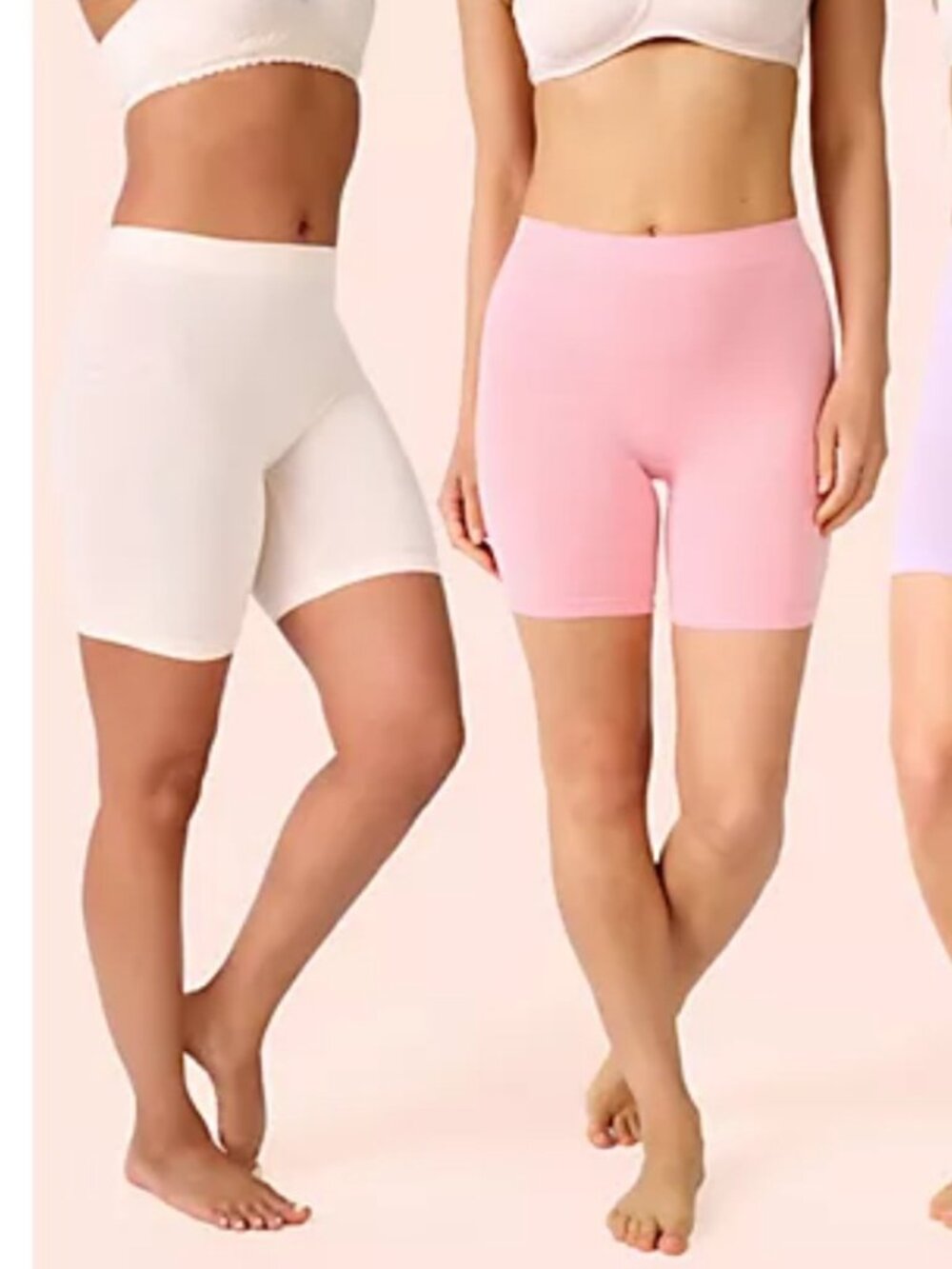 BREEZIES Comfort Breeze Set of 2 Seamless Long Leg Panties Bike Shorts *MEDIUM*